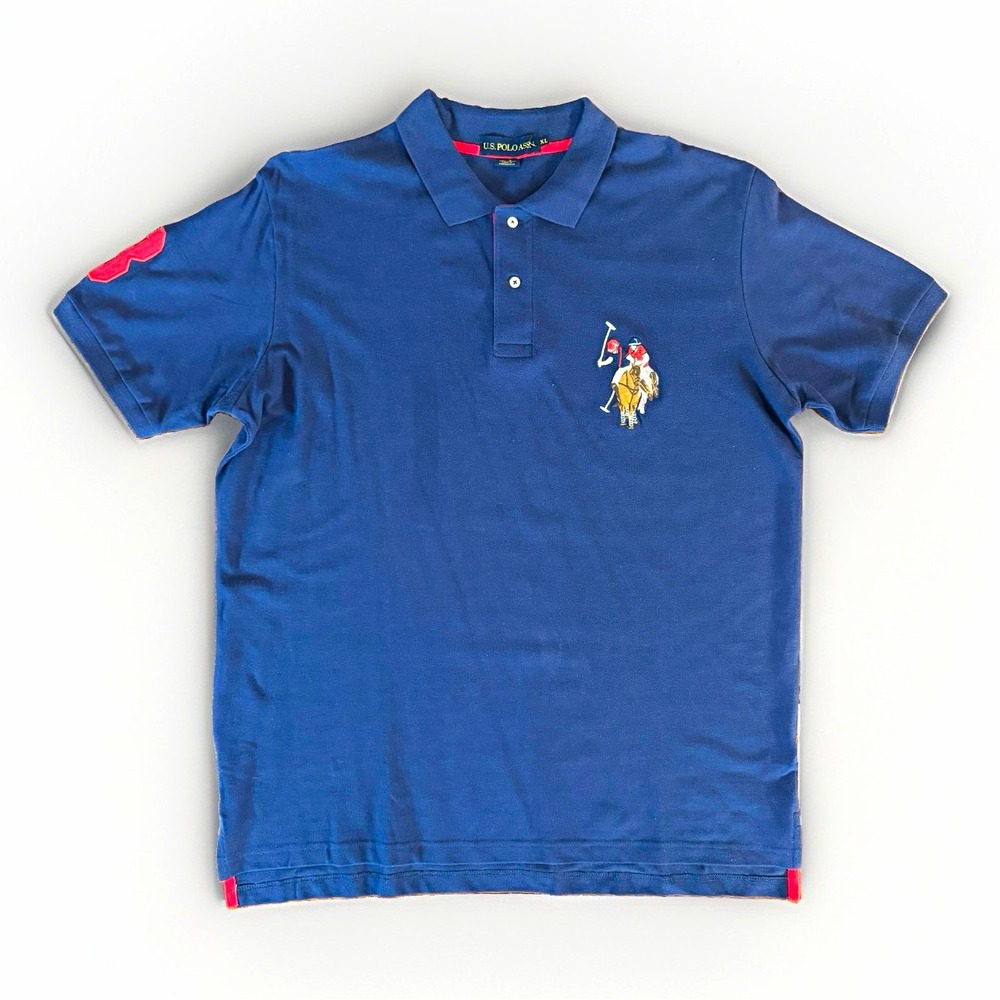 U.S. Polo Assn. Men's XL Blue Solid Knit Polo 100% Cotton Embroidered Logo